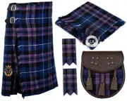Scottish Tartan Kilt Outfit For Men with Matching Sporran Hose Flashes 8 Yard