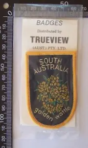 VINTAGE GOLDEN WATTLE SOUTH AUSTRALIA SOUVENIR WOVEN PATCH CLOTH SEW-ON BADGE