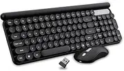 Rechargeable Keyboard and Mouse Combo, 2.4Ghz Wireless Compact Retro Mute Computer Keyboard and Mice Set for Laptop Desktop PC (Black)