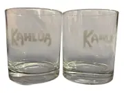 Set of 2- Kahlua Etched Frosted Barware Cocktail Tumblers Rocks Glasses Cups
