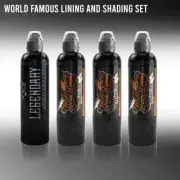 4oz * 4 BOTTLE GREY WASH SET WORLD FAMOUS Tattoo Ink - Stock In Sydney