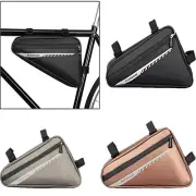 PU Leather Waterproof Road Bike Triangle Bags Front Beam Bag Storage Bag 1.8L