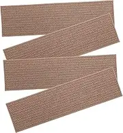 SHINEOFI 4pcs Self Adhesive Stair Runner Mats Noise Reducing Non Slip Tread for Wooden Steps Soft Design Camel Easy to Install for Home Safety and Decor