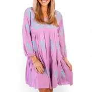 J Marie embroidered Madeline Dress Lavender Size S Peasant Cottagecore
