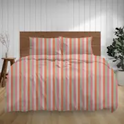 J Elliot Home Cotton Flannelette Sheet w/ Pillowcases Set PastelStripe