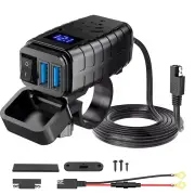 48W Motorcycle USB Charger QC3.0 & PD Fast Charge 3.0 Motorcycle USB USB Type C Phone Charger with Voltmeter and On/Off