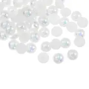 300pcs Flatback Pearls 10mm ABS Plastic Half Round Dome Pearls, Bright White