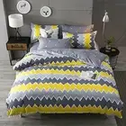 Cotton Double Bed sheet with 2 Pillow Covers Yellow and Grey