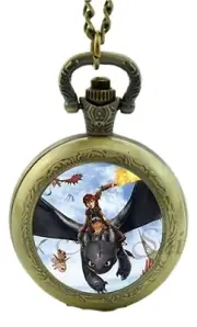 How to Train Your Dragon Toothless Nightfury Character Glass Domed Pocket Watch