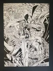 Clown & Midevil Spawn B&W Image Comic Book Poster 8.5x12 Todd McFarlane
