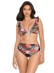 Skinny Dippers Jellyroll Transformer High Waist Bottom Black ONLY Size Medium