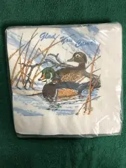 Vintage 20 LUNCHEON 2-PLY NAPKINS "GLAD YOU CAME" NIP Mallard Ducks