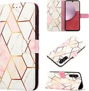 [Dinglijia] Samsung Galaxy S23 FE Case, Leather Wallet Case Flip Folio Cover with Card Slots for Girls Women, Marble Designs, Protective Phone Case for Samsung Galaxy S23 FE,YBDLS Pink White