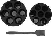 Muffin Pan, Set of 3 Flexible Silicone Muffin Pan Cupcake Tray, 7 Cup Baking Pan Air Fryer Accessories, 2 Sizes Nonstick Brownie Cake, Dishwasher Safe, (7in + 8in + Brush)