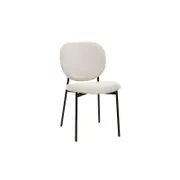 Archie Dining Chair in Coconut Color Fabric and Black Metal Powdercoated Legs