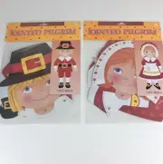 2 Fall Thanksgiving Jointed PILGRIM Boy & Girl Pair Cutout 25" Amscan Poseable