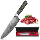 Damascus Chef Knife V-sharp Edge VG10 Damascus Steel 8 In Kithchen Slicing Knife