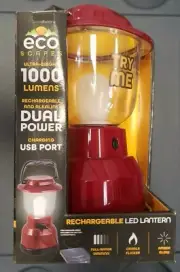 EcoScapes Dual Power LED Rechargeable Lantern 1000 Lumens! (Red)