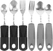 Gatuida Adaptive Utensils,6pcs Weighted Utensils Non-Slip Handles Weighted Silverware for Elderly Weak Hand Grip Handicapped Hand