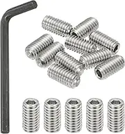 uxcell 3/8-16x3/4 Internal Hex Socket Set Grub Screws, 10 Pcs 304 Stainless Steel Cup Point Set Screw with Hex Key Wrench for Door Handles Bathroom Fixtures