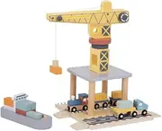 Tooky Toy TJ192A Port Crane Cargo Set : Shipping Container Playset for Toddlers