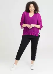 Taking Shape Top Size 24 Chiffon Bron Ruffle Style NWT