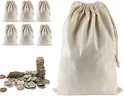 Lanyani 6 Packs Bank Coin Money Cash Bag Sacks, 12" x 17" Canvas Deposit Change Transit Bags with Drawstring, Heavy Duty