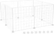 FONDOTIN 8pcs Wire Grid Panel for Small Animals Pet Playpen with Buckles Durable Construction for Indoor Outdoor Use for Rabbits Guinea Pigs and Puppies White
