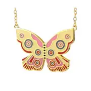 Summer Butterfly Pink Laurel Burch Gold Necklace