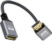 tunghey 90 Degree HDMI Extension Cable, 4K HDMI Male to Female Nylon Braided Right Angle Extender Cable, Support 4K@60Hz, 3D, HDCP 2.2 & HDR for HDTV, Xbox One, Blu-ray Player 0.15M (up Angle)