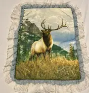 Vtg Pillow Cover Elk Mountain Trees 16 X 12 Pillow Grandmacore Closure Backing