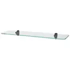 1x Rounded Floating Glass Bathroom Shelf 60cm Clear/Black Shower Storage Rack
