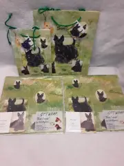2 Scottish Terrier Gift Bags & 2 Gift Wrap Paper Packs w/ Cards