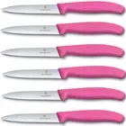 6 x Victorinox Serrated Paring Knife Pink 10cm Pointed Tip, Wavy Edge, Classic