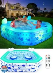 StarOcean Inflatable Pool with Lights,Solar Inflatable Swimming Pool for Kids