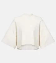 [Alaia] Alaïa Cropped cotton and wool-blend T-shirt AU 12 white
