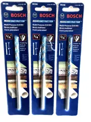 THREE (3) BOSCH # MC06 1/4" X 6" CARBIDE MULTI-PURPOSE DRILL BITS - SHIPS FREE