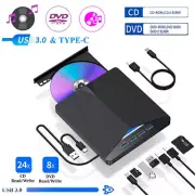External CD DVD Drive For PC Laptop Windows 11 10 USB 3.0 Burner Reader Writer