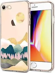 Unov Case for iPhone SE 3rd (2022 Ver) iPhone SE 2nd (2020 Ver) iPhone 8 iPhone 7 Case Clear with Design Embossed Pattern TPU Soft Shock Bumper Absorption Slim Protective 4.7 Inch (Sierra Mountains)