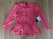 NWT Nordstrom Stoosh Coral Pink Orange Peplum Light Jacket Top S 4 6 Front Zip