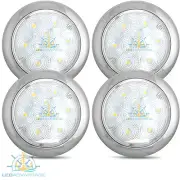 4 X 12V 5" STAINLESS CEILING SURFACE MOUNT W/WHITE LED LIGHT - BOAT/CARAVAN
