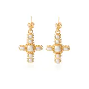 Cassia Earrings in Sterling Silver with White Pearl - Shiny Finish Jewellery Australia