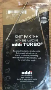 Addi Skacel Turbo Circular Knitting Needle 16” US 1 Nickel Plated