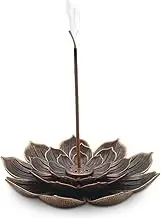 Lotus Incense Holder, Brass Incense Sticks Holder, Stick Incense Holder Coils/Cone Incense Holder, 6 Incense Holes with Detachable for Ash Catcher and Zen Decoration