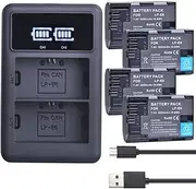 HOMERW 2650mAh LP-E6 Battery & Dual Charger Compatible with Canon Camera EOS 5DS R, 5D Mark II, III, 6D, 7D, 70D, 80D - High Capacity Rechargeable Power Solution(4 Battery 1 Charger)