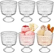Kaxtde 6 Pack Glass Ice Cream Bowl 10oz Crystal Glass Trifle Cups, Parfait Cup for Fruit, Salad, Dessert, Snack, Cocktail, Sundae, Pudding, Condiment