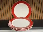 SET~5 Grace Teaware Josephine 11" Scalloped Red & White Dinner Plates New ALL 5