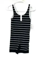 ASOS NWT unitard bodysuit small Striped Sleeveless Black Gray Stretch