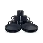 Ceramic Matte Black Tea Cup Saucer Set ( 100 ML, Set of 12 (6 Cups & 6 Saucer)