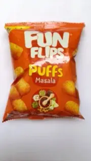 FUN FLIPS masala flavour puffed snacks 17gm each (select your pack)
